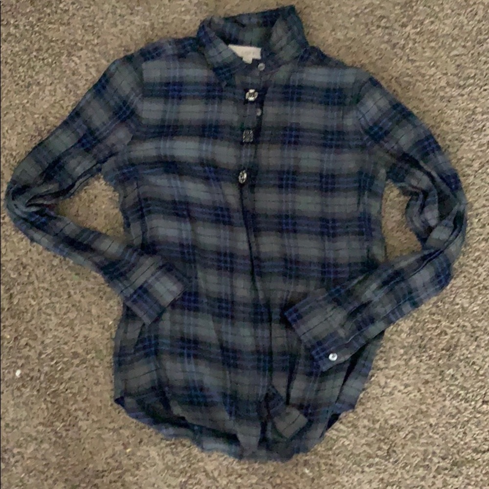 Embellished Plaid Top